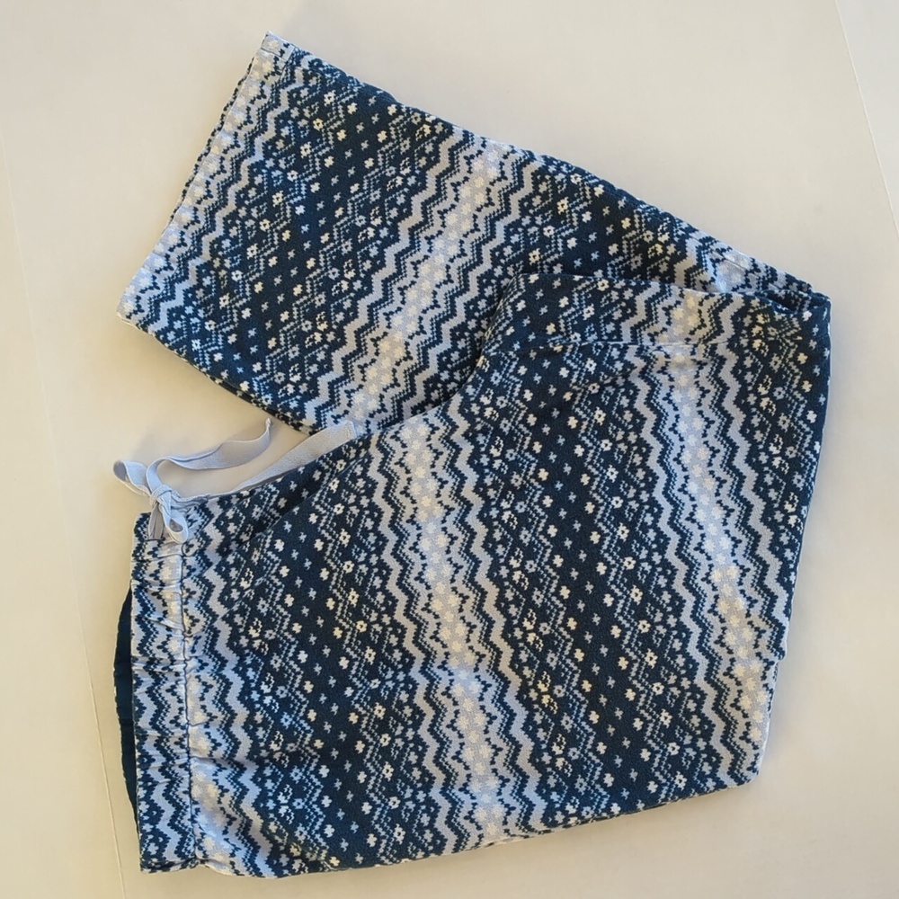 Lands' End Chevron Pull On Pajama Pants XL 18 Blue White